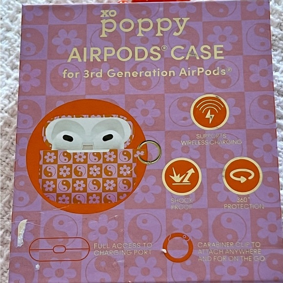 XO poppy AirPods case 3rd generation pink flowers ying/yang new - Picture 3 of 3